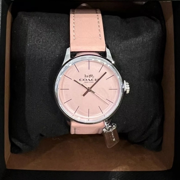 COACH 32MM LEATHER STRAP WOMEN'S WATCH "RUBY" BLUSH PINK IN COACH GIFT BOX - Picture 4 of 5